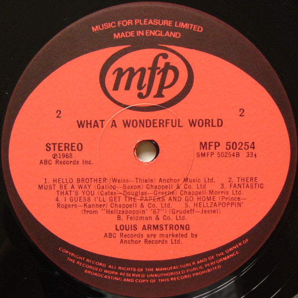 Louis Armstrong : What A Wonderful World (LP, Album, RE)