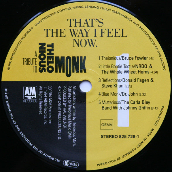 Various : That's The Way I Feel Now - A Tribute To Thelonious Monk (2xLP, Album)