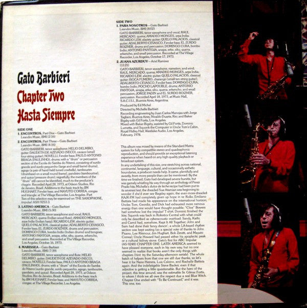 Gato Barbieri : Chapter Two: Hasta Siempre (LP, Album, Quad, Ter)