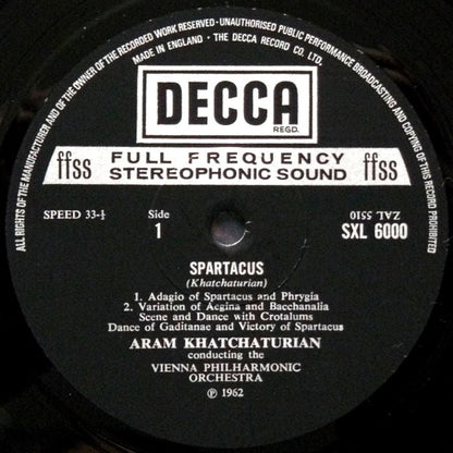 Aram Khatchaturian – Wiener Philharmoniker · Aram Khatchaturian : Spartacus / Gayaneh (LP, RE, Eng)