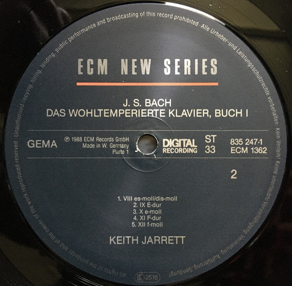 Johann Sebastian Bach, Keith Jarrett : Das Wohltemperierte Klavier Buch I (2xLP + Box)