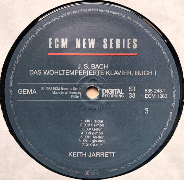 Johann Sebastian Bach, Keith Jarrett : Das Wohltemperierte Klavier Buch I (2xLP + Box)