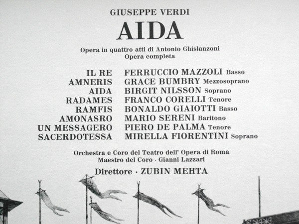 Giuseppe Verdi, Birgit Nilsson, Franco Corelli, Grace Bumbry, Mario Sereni, Orchestra Del Teatro Dell'Opera Di Roma E Coro Del Teatro Dell'Opera Di Roma, Zubin Mehta : Aida (3xLP + Box)