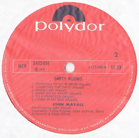 John Mayall : Empty Rooms (LP, Album)