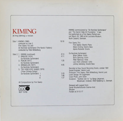 Finn Savery Trio And De Nordiske Spillemænd : Kiming (LP, Album)