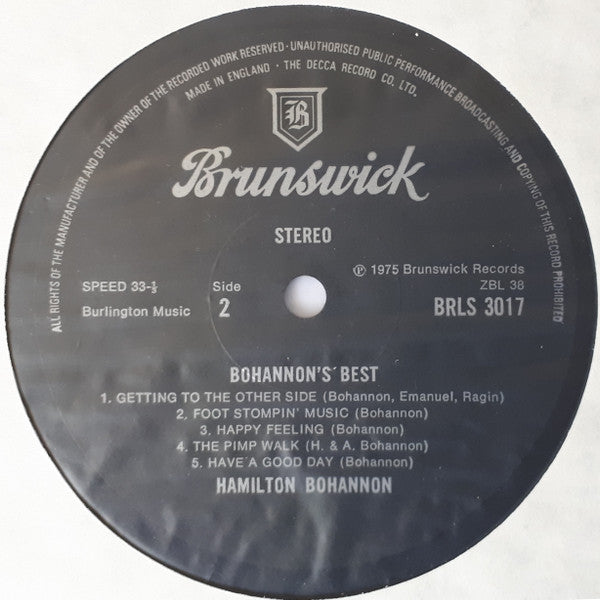 Hamilton Bohannon : Bohannon's Best (LP, Comp)