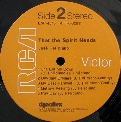 José Feliciano : That The Spirit Needs (Of Muse And Man) (LP, Album, Roc)