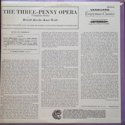 Bertolt Brecht - Kurt Weill / Orchester Der Wiener Staatsoper : The Three-Penny Opera (Die Dreigroschenoper) (LP, Album)