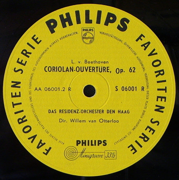 Ludwig van Beethoven - Residentie Orkest, Willem Van Otterloo : Egmont-Ouvertüre, Op. 84 / Coriolan-Ouvertüre, Op. 62 (10", Mono)