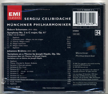 Sergiu Celibidache, Münchner Philharmoniker, Robert Schumann, Johannes Brahms : Schumann 2 / Brahms: Haydn Variations (CD, Album, RM)
