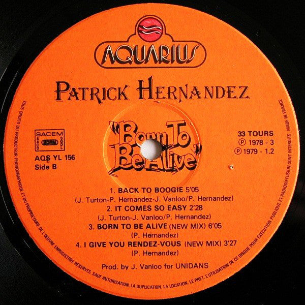 Patrick Hernandez : Born To Be Alive (LP, Album)