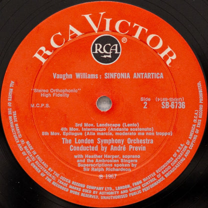 Ralph Vaughan Williams, London Symphony Orchestra, André Previn, Ralph Richardson (2) : Sinfonia Antartica (LP, Album)