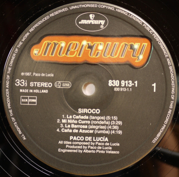 Paco De Lucía : Siroco (LP, Album)