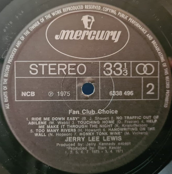 Jerry Lee Lewis : Fan Club Choice (LP, Album, Comp, Bla)
