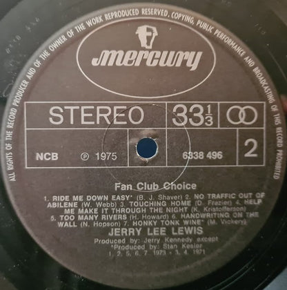 Jerry Lee Lewis : Fan Club Choice (LP, Album, Comp, Bla)