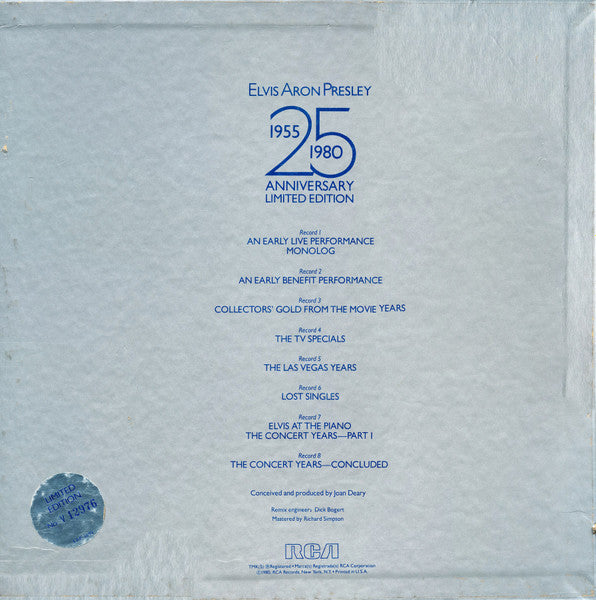 Elvis Presley : Elvis Aron Presley (1955-1980 - 25 Anniversary) (8xLP, Mono + Box, Ltd, Num)
