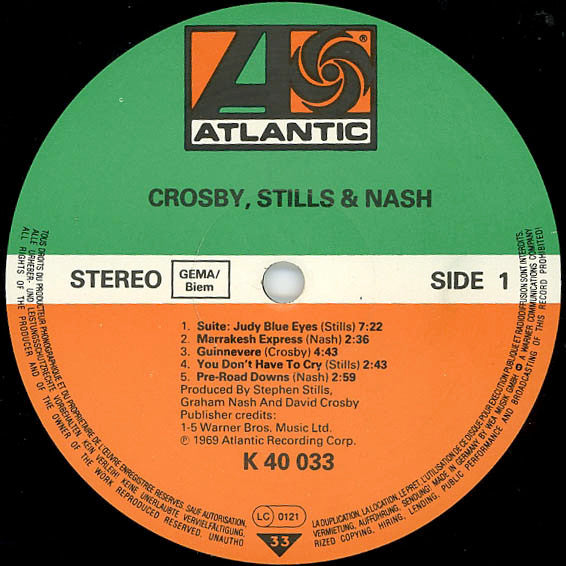 Crosby, Stills & Nash : Crosby, Stills & Nash (LP, Album, RE)