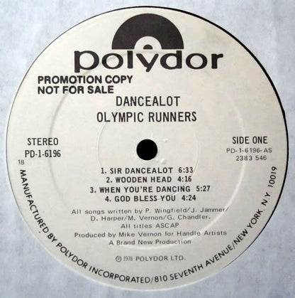 Olympic Runners : Dancealot (LP, Album, Promo)