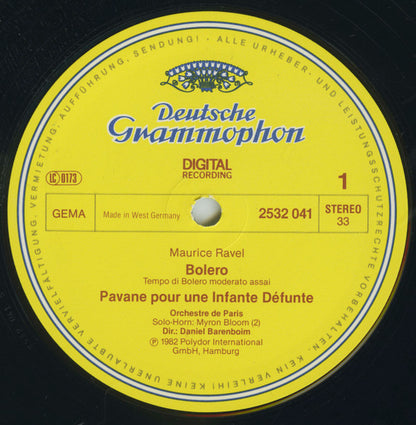 Maurice Ravel · Orchestre De Paris · Daniel Barenboim : Bolero · La Valse · Pavane Pour Une Infante Défunte · Daphnis Et Chloé: Suite No. 2 (LP)