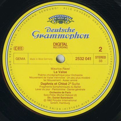 Maurice Ravel · Orchestre De Paris · Daniel Barenboim : Bolero · La Valse · Pavane Pour Une Infante Défunte · Daphnis Et Chloé: Suite No. 2 (LP)