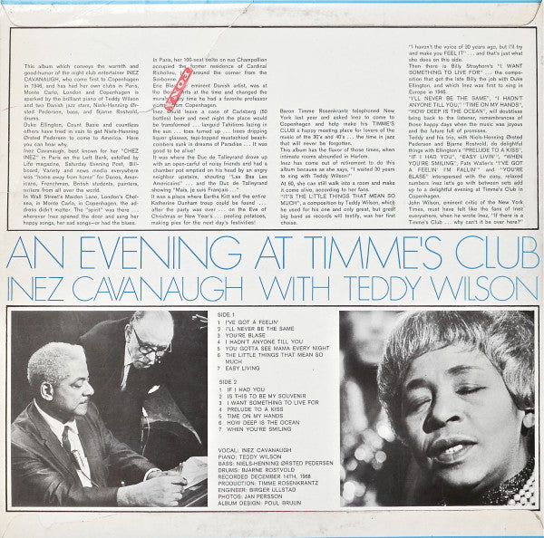 Inez Cavanaugh With Teddy Wilson : An Evening At Timme's Club (LP)