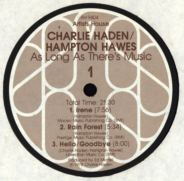 Charlie Haden / Hampton Hawes : As Long As There's Music (LP, Album, RP)