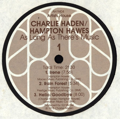 Charlie Haden / Hampton Hawes : As Long As There's Music (LP, Album, RP)