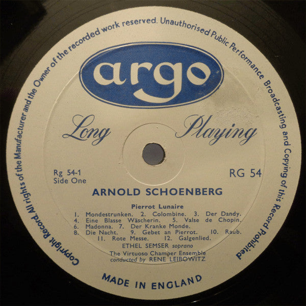 Arnold Schoenberg : Pierrot Lunaire (LP, Mono)