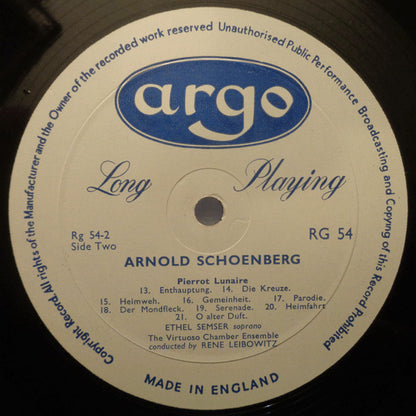 Arnold Schoenberg : Pierrot Lunaire (LP, Mono)