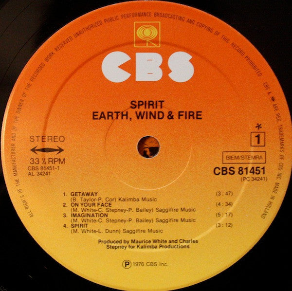 Earth, Wind & Fire : Spirit (LP, Album, 54 )