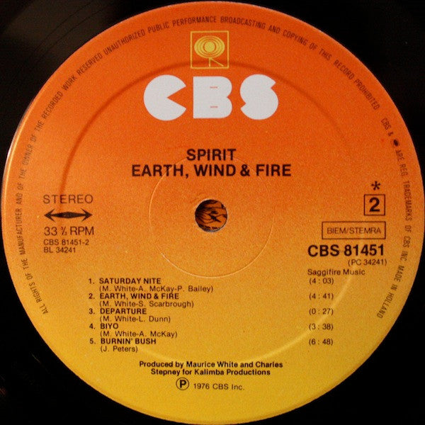 Earth, Wind & Fire : Spirit (LP, Album, 54 )