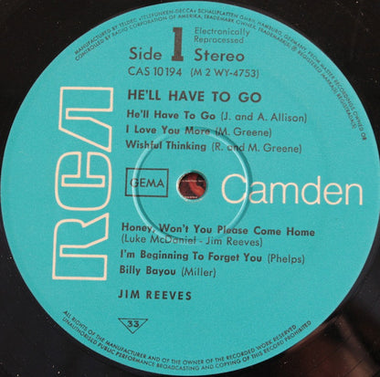 Jim Reeves : He'll Have To Go (LP, Album, ele)