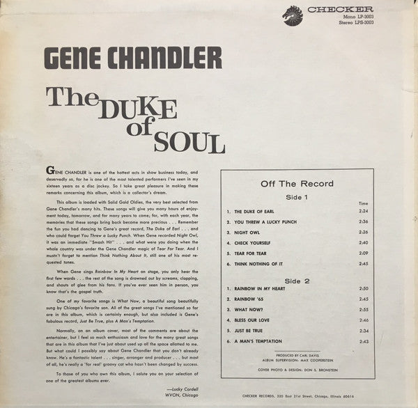 Gene Chandler : The Duke Of Soul (LP, Comp)