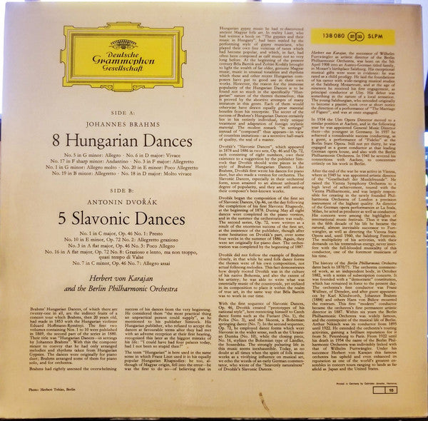 Johannes Brahms & Antonín Dvořák, Berliner Philharmoniker / Herbert Von Karajan : Tänze Von Brahms Und Dvorak (LP, Album, RP)