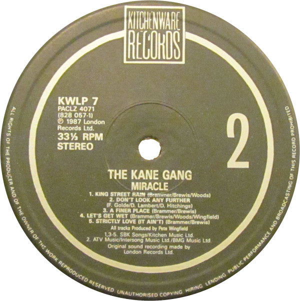 The Kane Gang : Miracle (LP, Album)