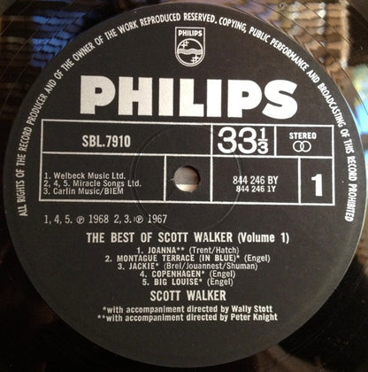 Scott Walker : The Best Of Scott Volume 1 (LP, Comp)