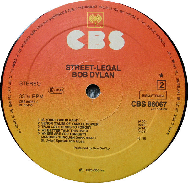 Bob Dylan : Street Legal (LP, Album)