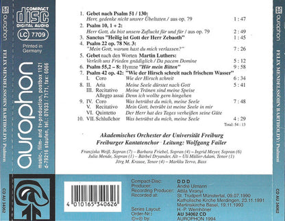Felix Mendelssohn-Bartholdy, Akademisches Orchester Freiburg · Freiburger Kantatenchor · Wolfgang Failer : Psalmen (CD)