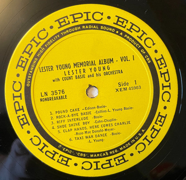 Lester Young : Lester Young Memorial Album, Vol. I (LP, Album, Comp)