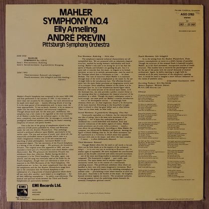 Gustav Mahler, Elly Ameling, André Previn, Pittsburgh Symphony Orchestra : Symphony No.4 (LP, RE, RP,  )