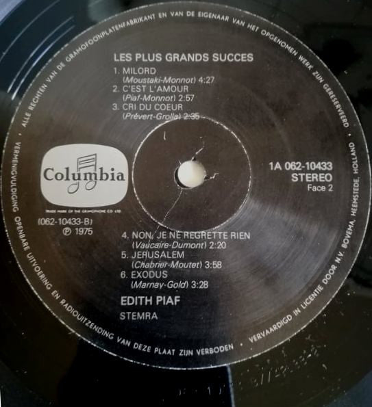 Edith Piaf : Les Plus Grands Succès (LP, Comp, RE)