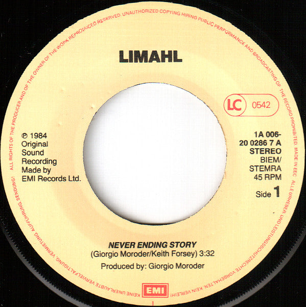 Limahl : The NeverEnding Story (7", Single)