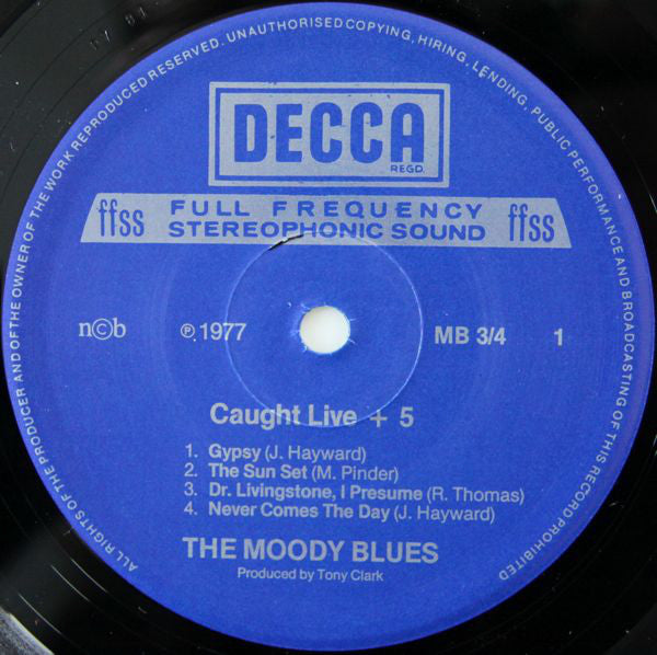 The Moody Blues : Caught Live +5 (2xLP, Album)