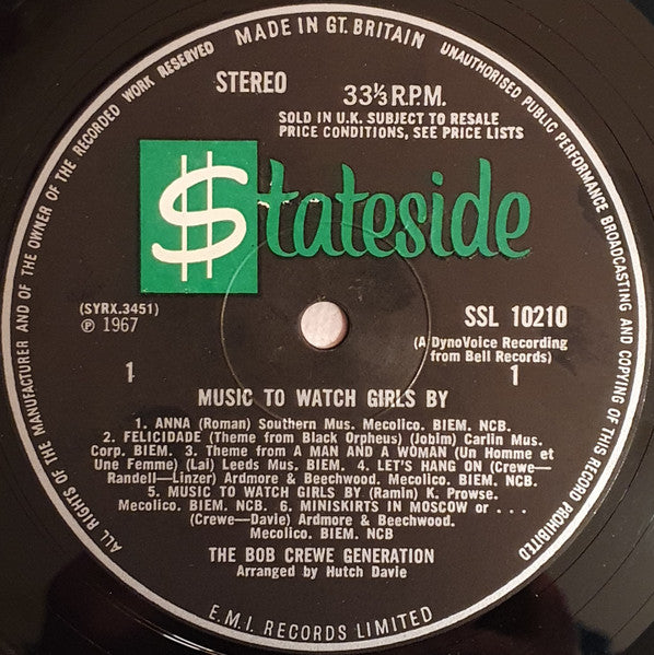 The Bob Crewe Generation : Music To Watch Girls By (LP, Album)