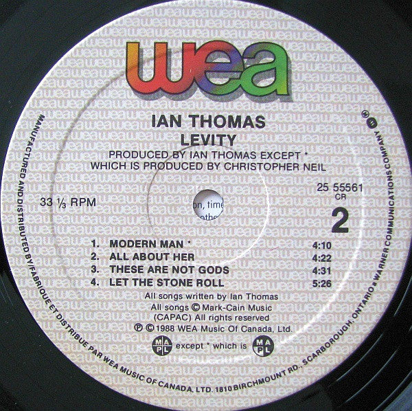 Ian Thomas (2) : Levity (LP, Album)