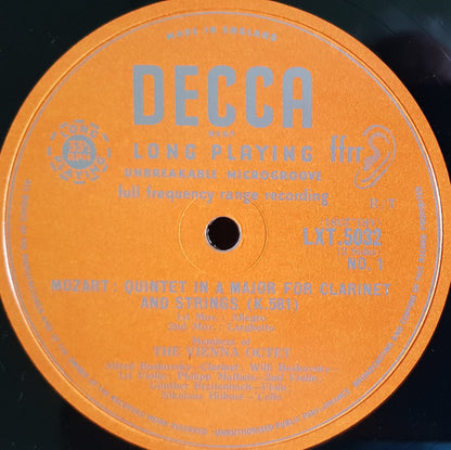 Wolfgang Amadeus Mozart, Mitglieder Des Wiener Oktetts : Quintet In A Major For Clarinet And Strings (K.581) (LP, Mono)