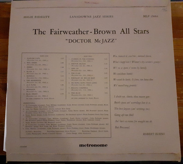Fairweather-Brown All Stars : Doctor McJazz (LP, Album)