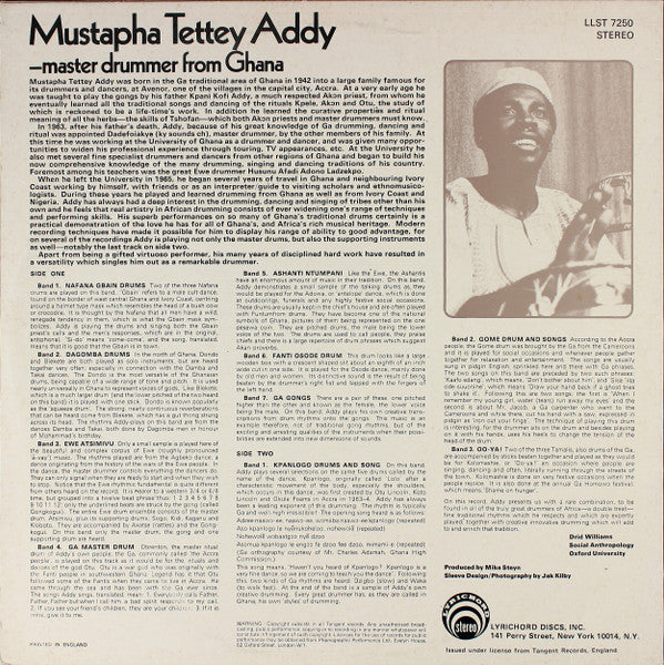 Mustapha Tettey Addy : Master Drummer From Ghana (LP, Album)