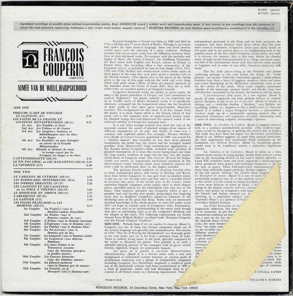 François Couperin, Aimée Van De Wiele : Les Fastes De La Grande Et Ancienne Ménestrandise / Les Folies Françaises / Pièces De Clavecin (LP, RP)