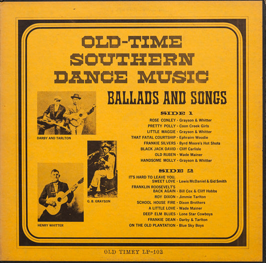 Various : Old-Time Southern Dance Music: Ballads And Songs (LP, Comp)